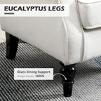 Sillón individual con respaldo alto, capitoné y botones, color blanco crema