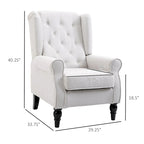 Sillón individual con respaldo alto, capitoné y botones, color blanco crema