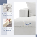 Sofá seccional en L de 4 plazas en gris/negro/blanco/beige con otomana