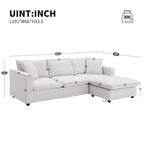 Sofá seccional en L de 4 plazas en gris/negro/blanco/beige con otomana