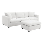 Sofá seccional en L de 4 plazas en gris/negro/blanco/beige con otomana