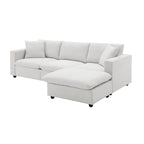 Sofá seccional en L de 4 plazas en gris/negro/blanco/beige con otomana