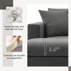 Sofá seccional en L de 4 plazas en gris/negro/blanco/beige con otomana