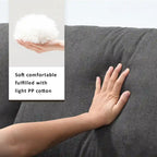 Sofá seccional en L de 4 plazas en gris/negro/blanco/beige con otomana