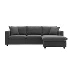 Sofá seccional en L de 4 plazas en gris/negro/blanco/beige con otomana