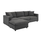 Sofá seccional en L de 4 plazas en gris/negro/blanco/beige con otomana