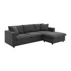 Sofá seccional en L de 4 plazas en gris/negro/blanco/beige con otomana