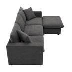 Sofá seccional en L de 4 plazas en gris/negro/blanco/beige con otomana