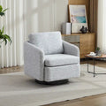 Sillón decorativo giratorio de chenilla blanco y negro de 31.5 pulgadas con estructura de madera maciza