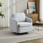 Sillón decorativo giratorio de chenilla blanco y negro de 31.5 pulgadas con estructura de madera maciza