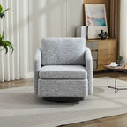 Sillón decorativo giratorio de chenilla blanco y negro de 31.5 pulgadas con estructura de madera maciza