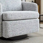 Sillón decorativo giratorio de chenilla blanco y negro de 31.5 pulgadas con estructura de madera maciza