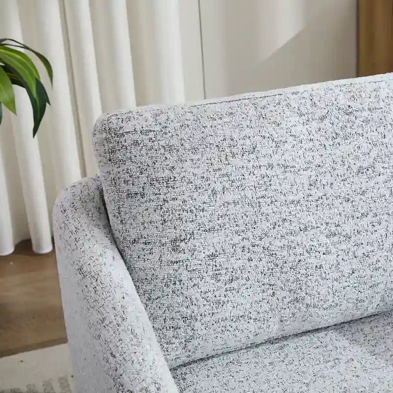Sillón decorativo giratorio de chenilla blanco y negro de 31.5 pulgadas con estructura de madera maciza