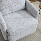 Sillón decorativo giratorio de chenilla blanco y negro de 31.5 pulgadas con estructura de madera maciza