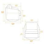 Sillón decorativo giratorio de chenilla blanco y negro de 31.5 pulgadas con estructura de madera maciza