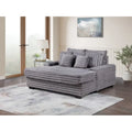 Sofá chaise longue de pana gris / gris claro de una plaza extragrande