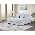 Sofá chaise longue de pana gris / gris claro de una plaza extragrande