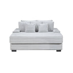 Sofá chaise longue de pana gris / gris claro de una plaza extragrande