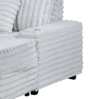 Sofá chaise longue de pana gris / gris claro de una plaza extragrande