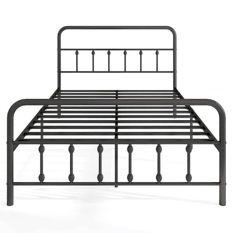 Estructura de Cama de Metal Victoriana Negra con Cabecero, Individual/Matrimonial/Queen/King