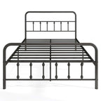 Estructura de Cama de Metal Victoriana Negra con Cabecero, Individual/Matrimonial/Queen/King