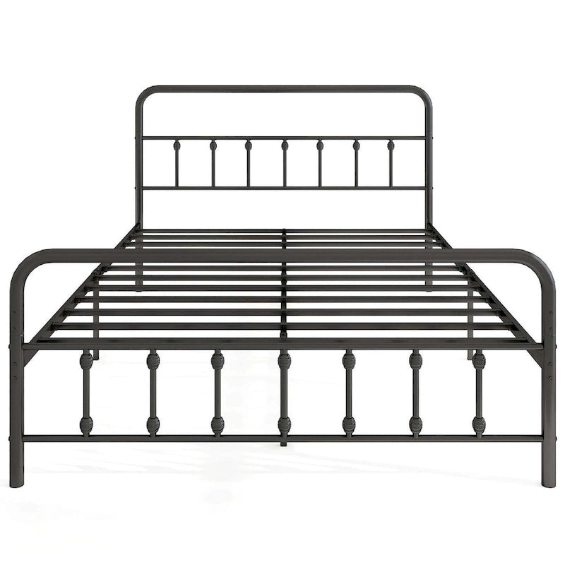 Estructura de Cama de Metal Victoriana Negra con Cabecero, Individual/Matrimonial/Queen/King