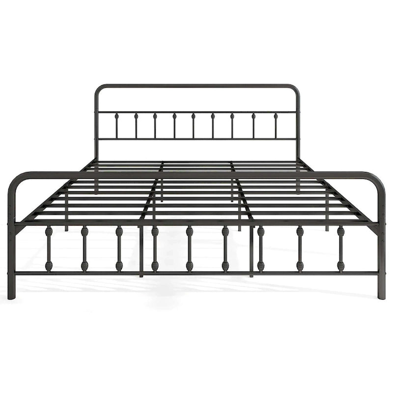 Estructura de Cama de Metal Victoriana Negra con Cabecero, Individual/Matrimonial/Queen/King