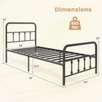 Estructura de Cama de Metal Victoriana Negra con Cabecero, Individual/Matrimonial/Queen/King
