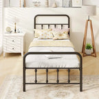 Estructura de Cama de Metal Victoriana Negra con Cabecero, Individual/Matrimonial/Queen/King