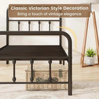 Estructura de Cama de Metal Victoriana Negra con Cabecero, Individual/Matrimonial/Queen/King