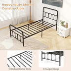 Estructura de Cama de Metal Victoriana Negra con Cabecero, Individual/Matrimonial/Queen/King