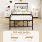 Estructura de Cama de Metal Victoriana Negra con Cabecero, Individual/Matrimonial/Queen/King