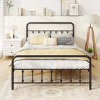 Estructura de Cama de Metal Victoriana Negra con Cabecero, Individual/Matrimonial/Queen/King