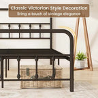 Estructura de Cama de Metal Victoriana Negra con Cabecero, Individual/Matrimonial/Queen/King