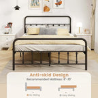 Estructura de Cama de Metal Victoriana Negra con Cabecero, Individual/Matrimonial/Queen/King