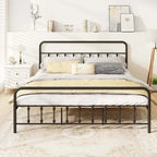 Estructura de Cama de Metal Victoriana Negra con Cabecero, Individual/Matrimonial/Queen/King