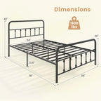Estructura de Cama de Metal Victoriana Negra con Cabecero, Individual/Matrimonial/Queen/King
