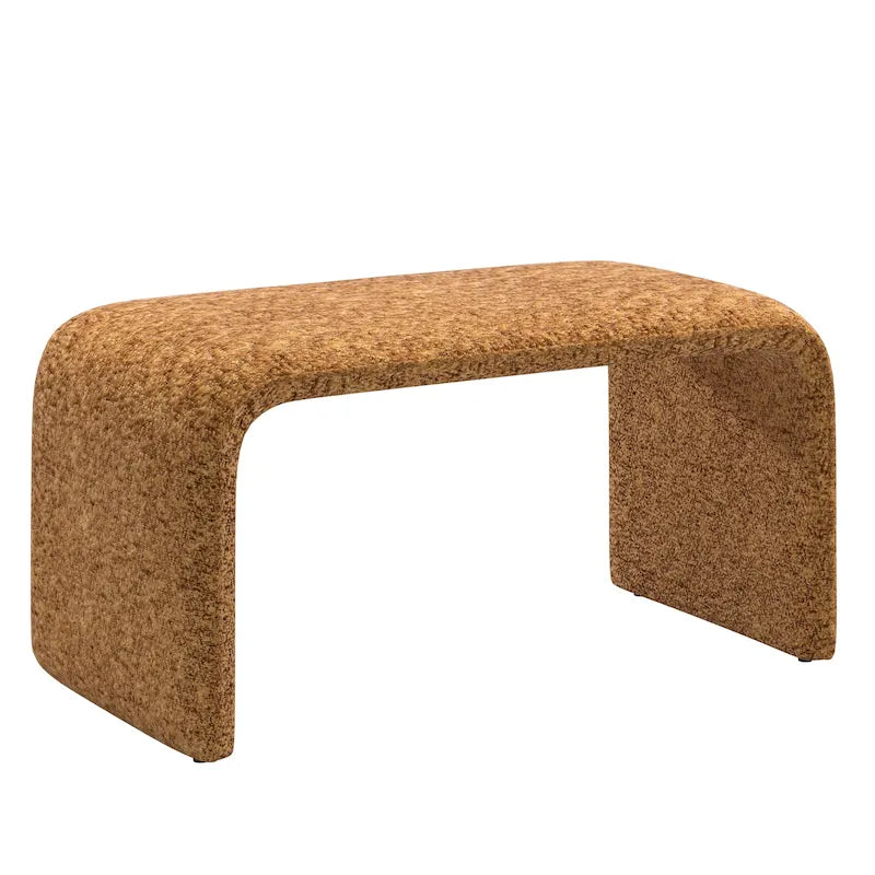 Puf curvo contemporáneo – Boucle y piel vegana, asiento individual
