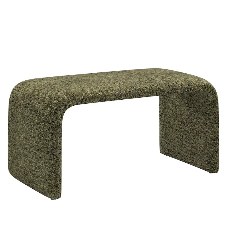 Puf curvo contemporáneo – Boucle y piel vegana, asiento individual
