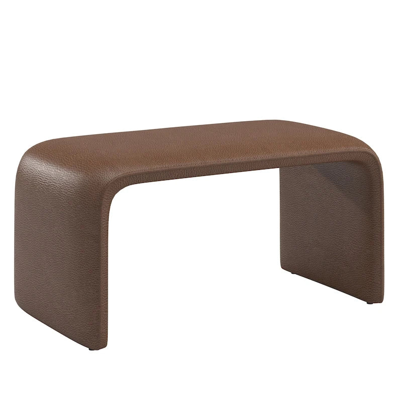 Puf curvo contemporáneo – Boucle y piel vegana, asiento individual