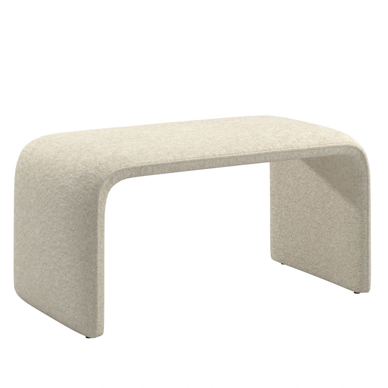 Puf curvo contemporáneo – Boucle y piel vegana, asiento individual