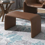 Puf curvo contemporáneo – Boucle y piel vegana, asiento individual