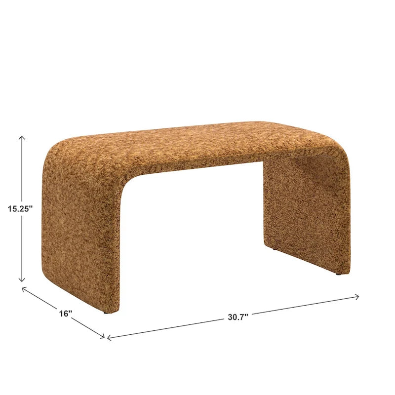 Puf curvo contemporáneo – Boucle y piel vegana, asiento individual