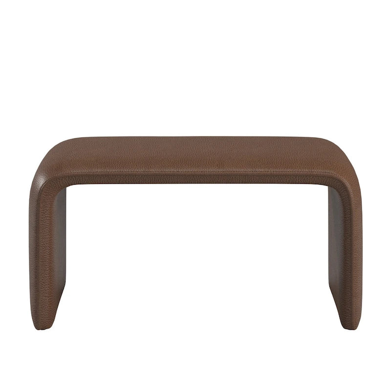 Puf curvo contemporáneo – Boucle y piel vegana, asiento individual