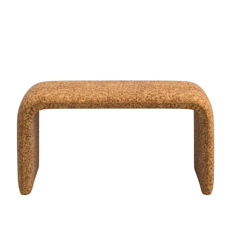 Puf curvo contemporáneo – Boucle y piel vegana, asiento individual