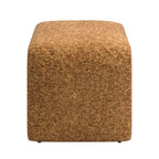 Puf curvo contemporáneo – Boucle y piel vegana, asiento individual
