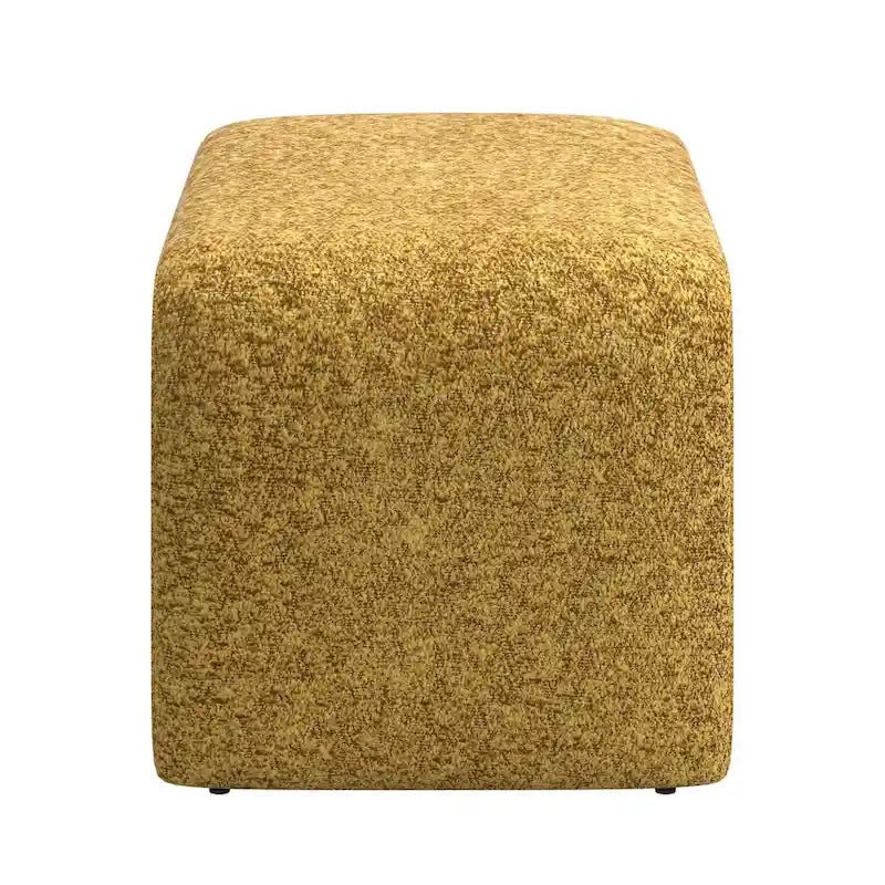 Puf curvo contemporáneo – Boucle y piel vegana, asiento individual