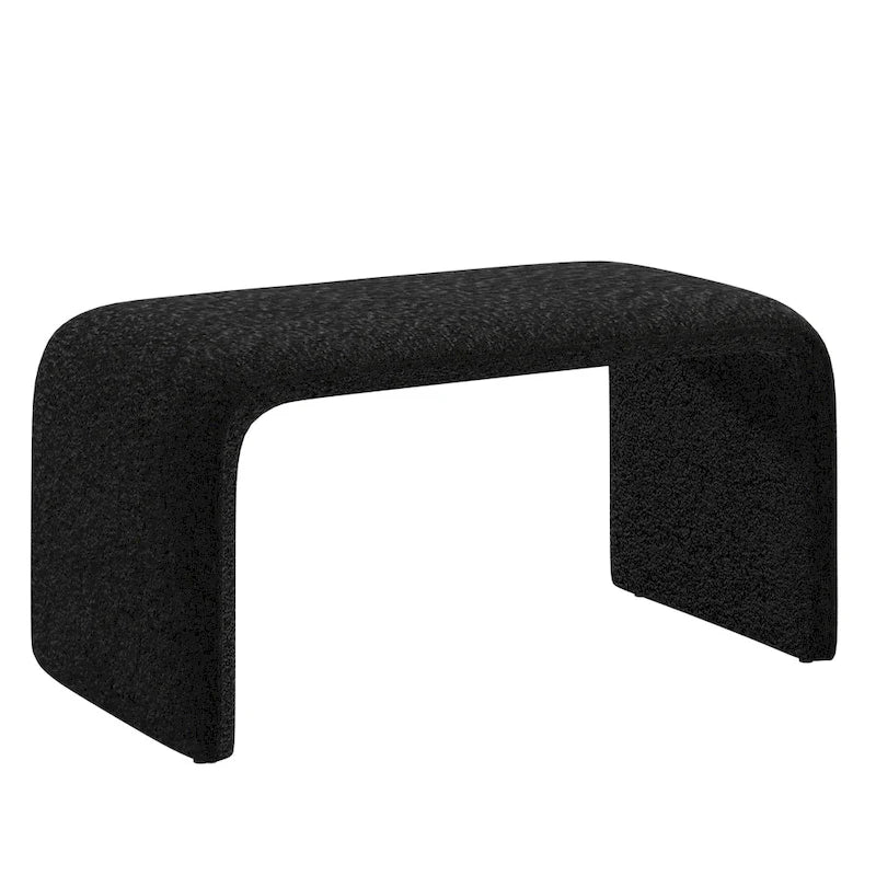 Puf curvo contemporáneo – Boucle y piel vegana, asiento individual