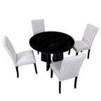 Juego de mesa de comedor redonda de 5 piezas beige/gris y negra, con capacidad para 4 personas