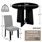 Juego de mesa de comedor redonda de 5 piezas beige/gris y negra, con capacidad para 4 personas